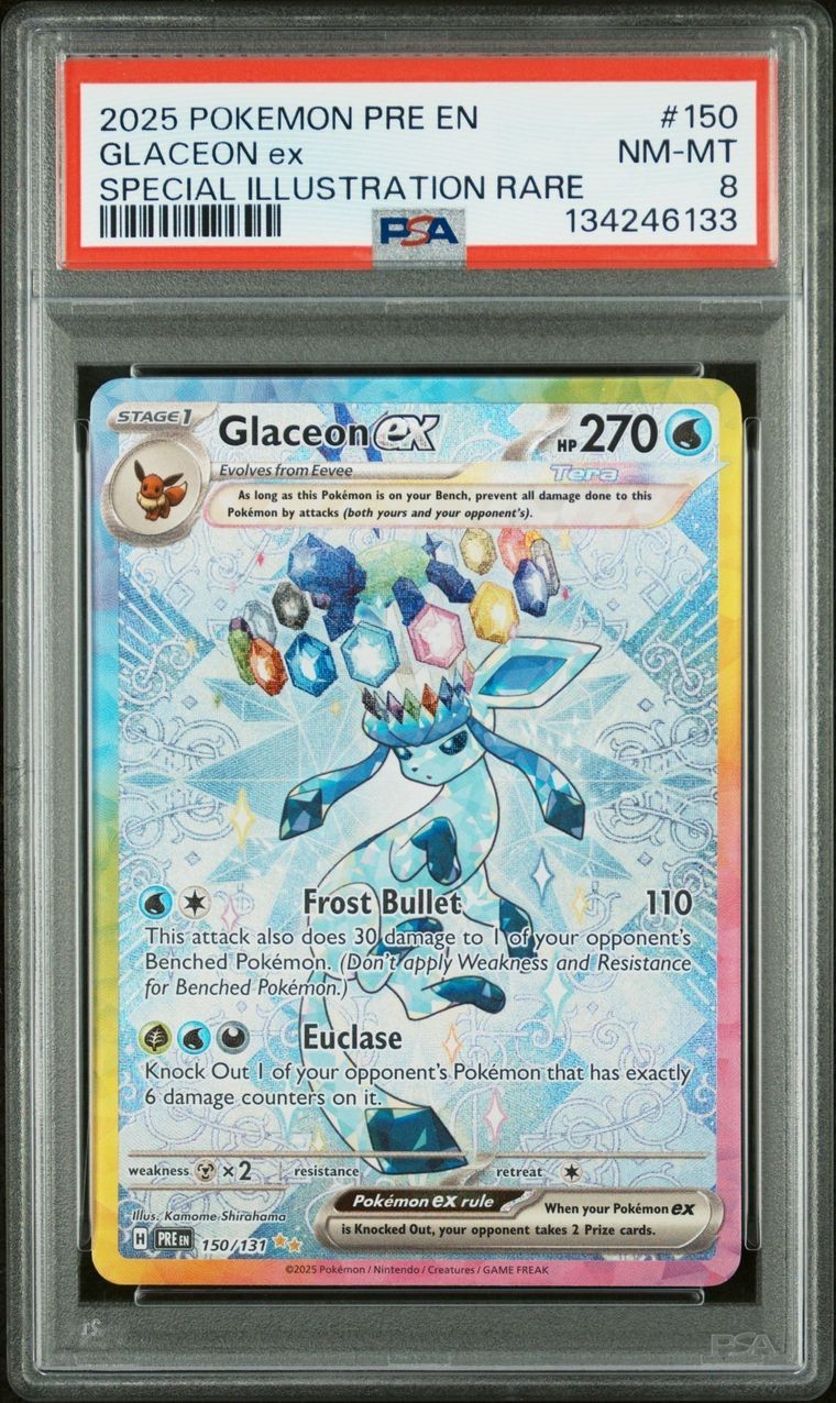 Glaceon ex 150/131 Sv: Prismatic Evolutions Holo PSA 8