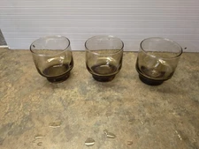 Libby Tawny Accent Juice Glasses,  1970s  Stackable Set of 3, Vintage 