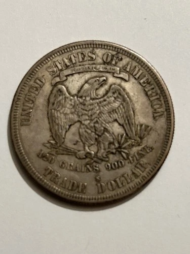 1877 Trade Dollar Silver Coin San Francisco Mint $1 900 Fine KM#117