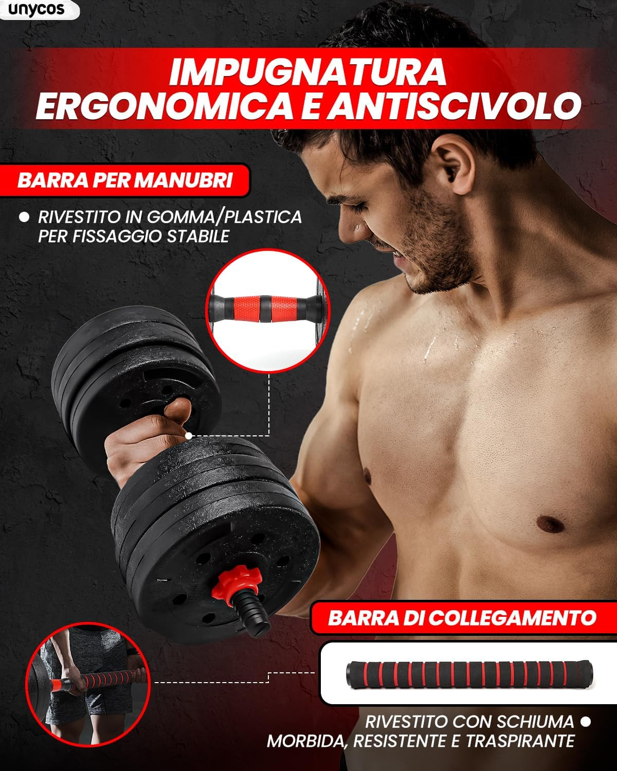 Manubri Regolabili Con Dischi 10 Kg【E-Book Con 50 Esercizi】Coppia Di Pesi Con Ba foto 6