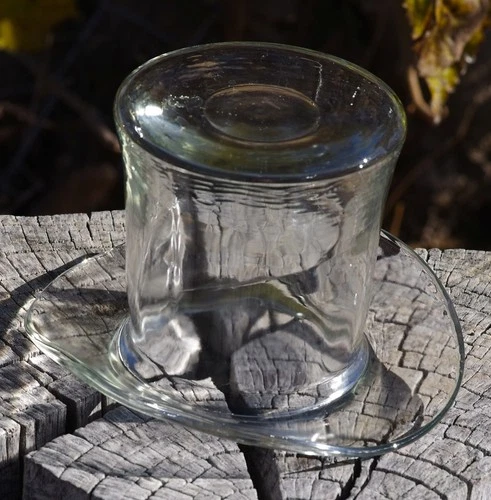 VINTAGE Blenko Glass Clear Top Hat 6 2/3" x  4 2/3" Made in USA 1960's