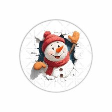 Snowman Breaking Ice, Christmas Round Dot Stickers Set, 1.2" 1.5"