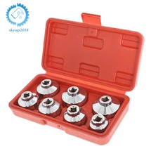 7 Pcs Paper Cartridge Housing Oil Filter Cap Wrench Socket Set Tool Kit 24-38mm