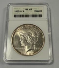 1923-D Peace Silver Dollar ANACS MS63 in Soapbox Holder