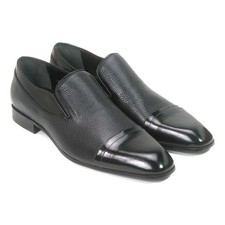 Golden Pass Black Double Gore Cap Toe Leather Slip-On Loafer US Men Size 9