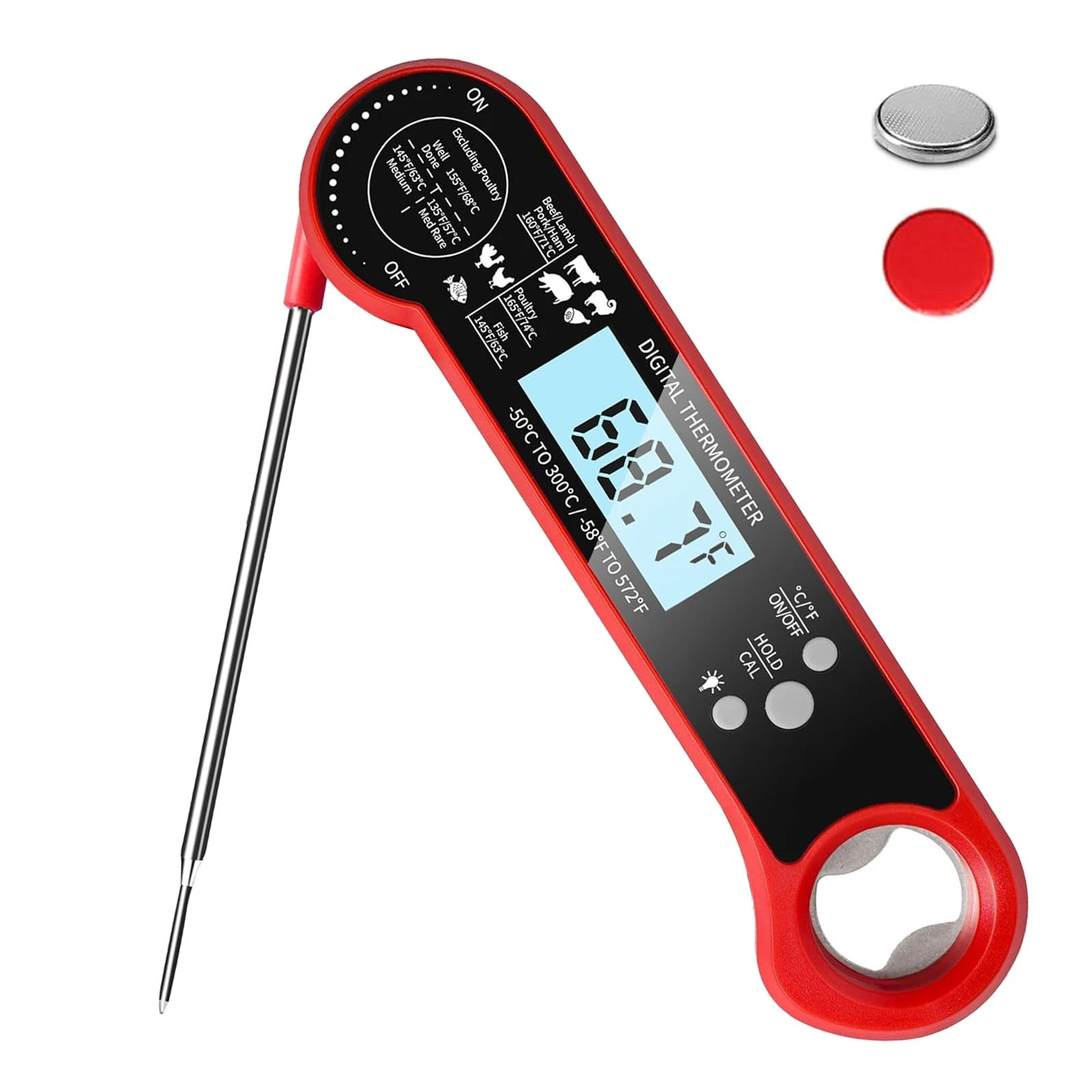Digital Meat Thermometer for Grill, Instant Read Food Thermometer with Waterp...