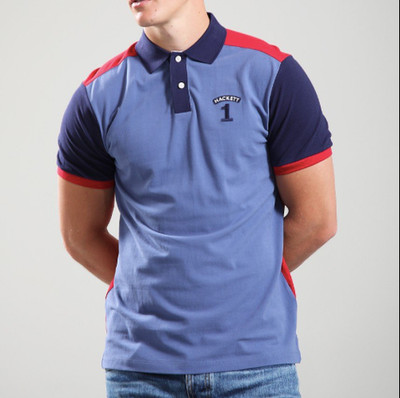HACKETT Heritage Number 1 Mens Multi Polo Shirt in Eton Blue Size M
