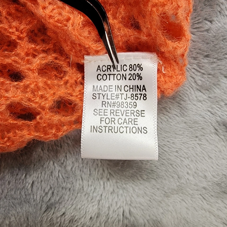 Suéter Rhapsody Mujer L Naranja Tejido Abierto Cuello en V Espalda en V Pullover Manga Larga Foto 4 de 4