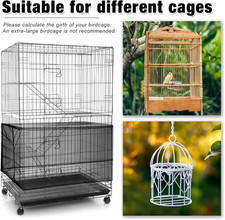 Large Bird Cage Seed Catcher,Bird Cage Cover Net Skirt Guard,Adjustable Soft ...