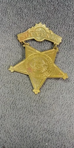 1902 Nebraska State GAR Encampment Brass Star Medal Civil War Veteran Antique