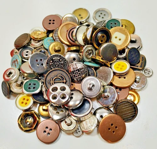 Mix of New Old Stock Buttons x 1 Bag Metal and Metal Coated Button Lot B60