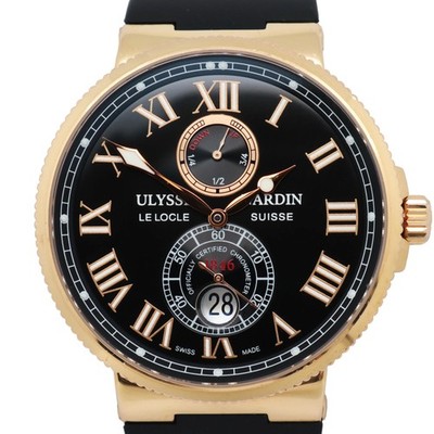 Ulysse Nardin 266-67-3/42 Maxi Marine 43mm 18K Yellow Gold Black Dial Watch