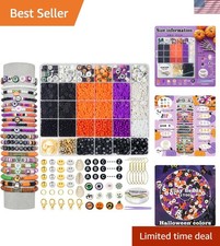 3300 PCS Clay Beads Bracelet Making Kit,Halloween DIY Flat Preppy Beads for F...