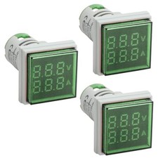 LED Voltage Display Panel Mount Volt Amp Meter, AD101-22VAMS 22mm 3 Pack Green