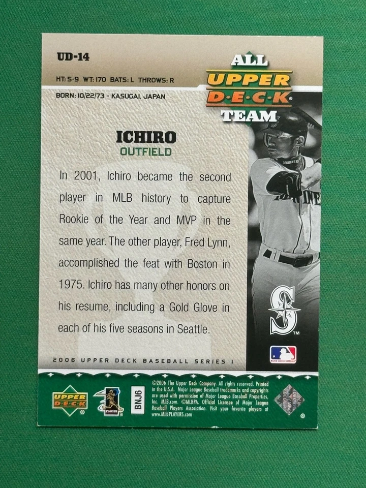 2006 Upper Deck Series One Baseball All Upper Deck Team #UD-14 Ichiro - Image 2 of 2