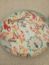 Matthew Williamson For CB2 Regal Monkeys Enamel Serving Tray W/ Gold Edge 16”