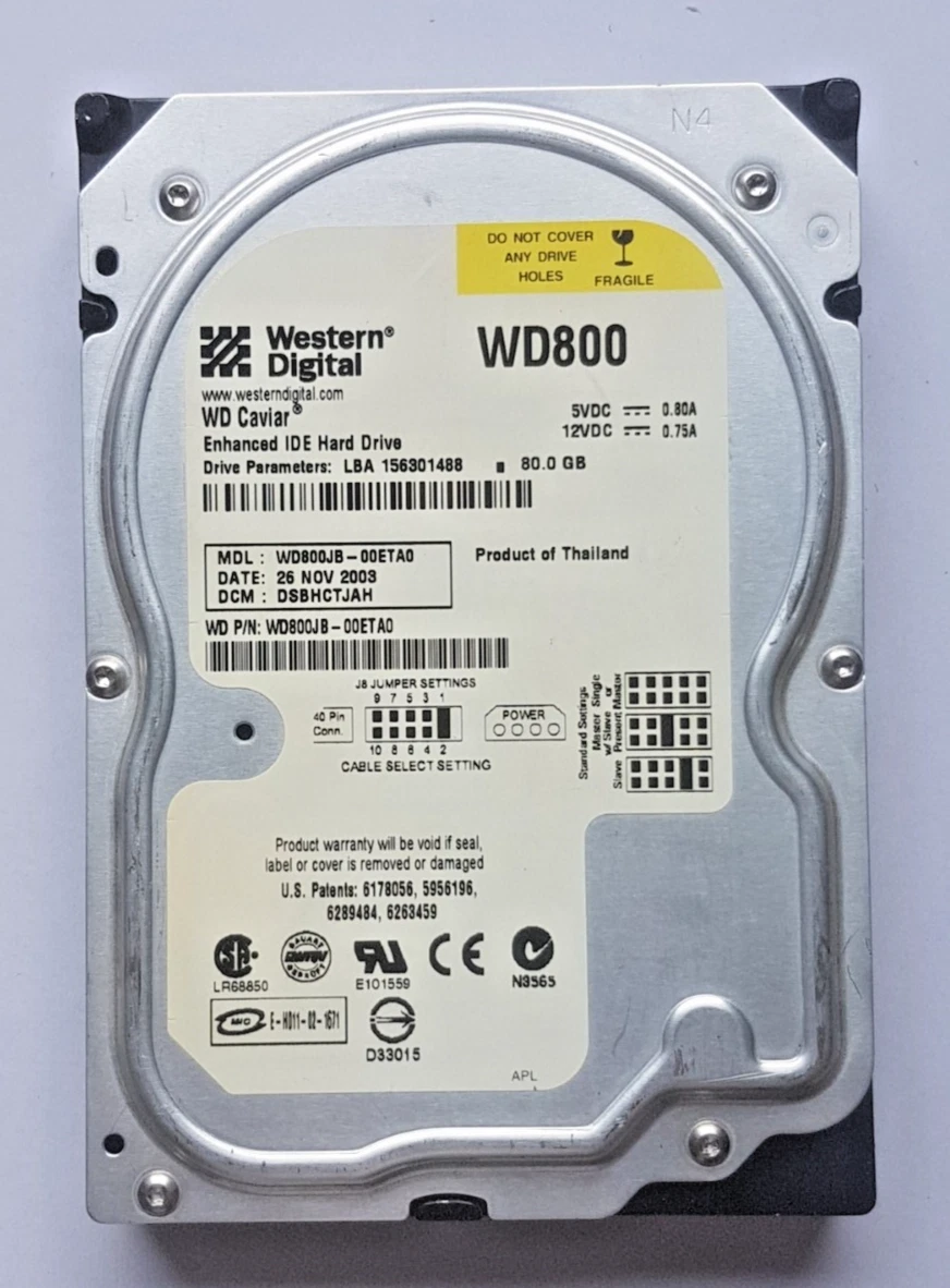 Disque Dur Western Digital Caviar 14.3 Go - Interface IDE (PATA) - Format 3.5" - Occasion Testé