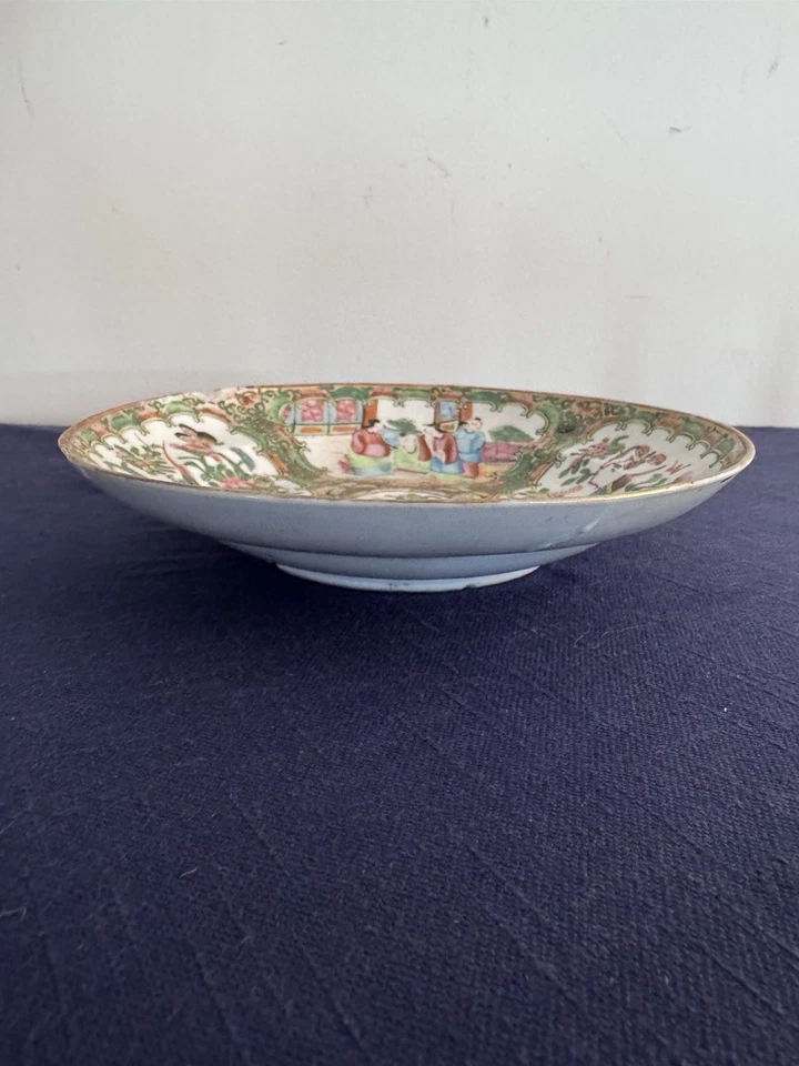 Antique Chinese Rose Medallion Porcelain Plate 8” Famille Rose Unmarked - Image 4 of 4