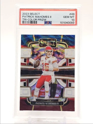 PATRICK MAHOMES II 2023 SELECT CONCOURSE TRI-COLOR PRIZM B /299 PSA 10 Q0004