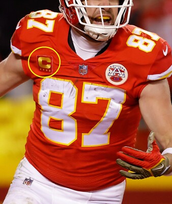 Super Bowl Lvii Kc Chiefs Travis Kelce Te 4   Star Aufbügelbar Rot Captain Gold