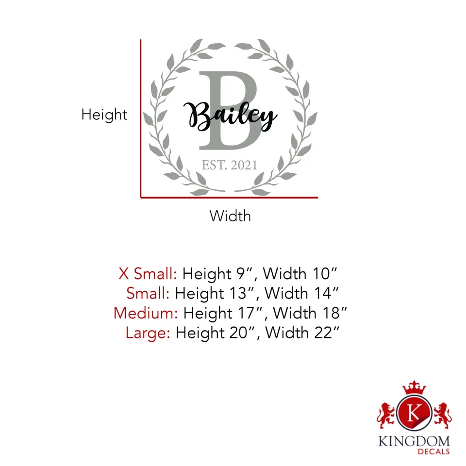 Wreath Decal | Monogram Wedding Sticker, Custom, Personalized, Last Name Initial - Image 2 of 4