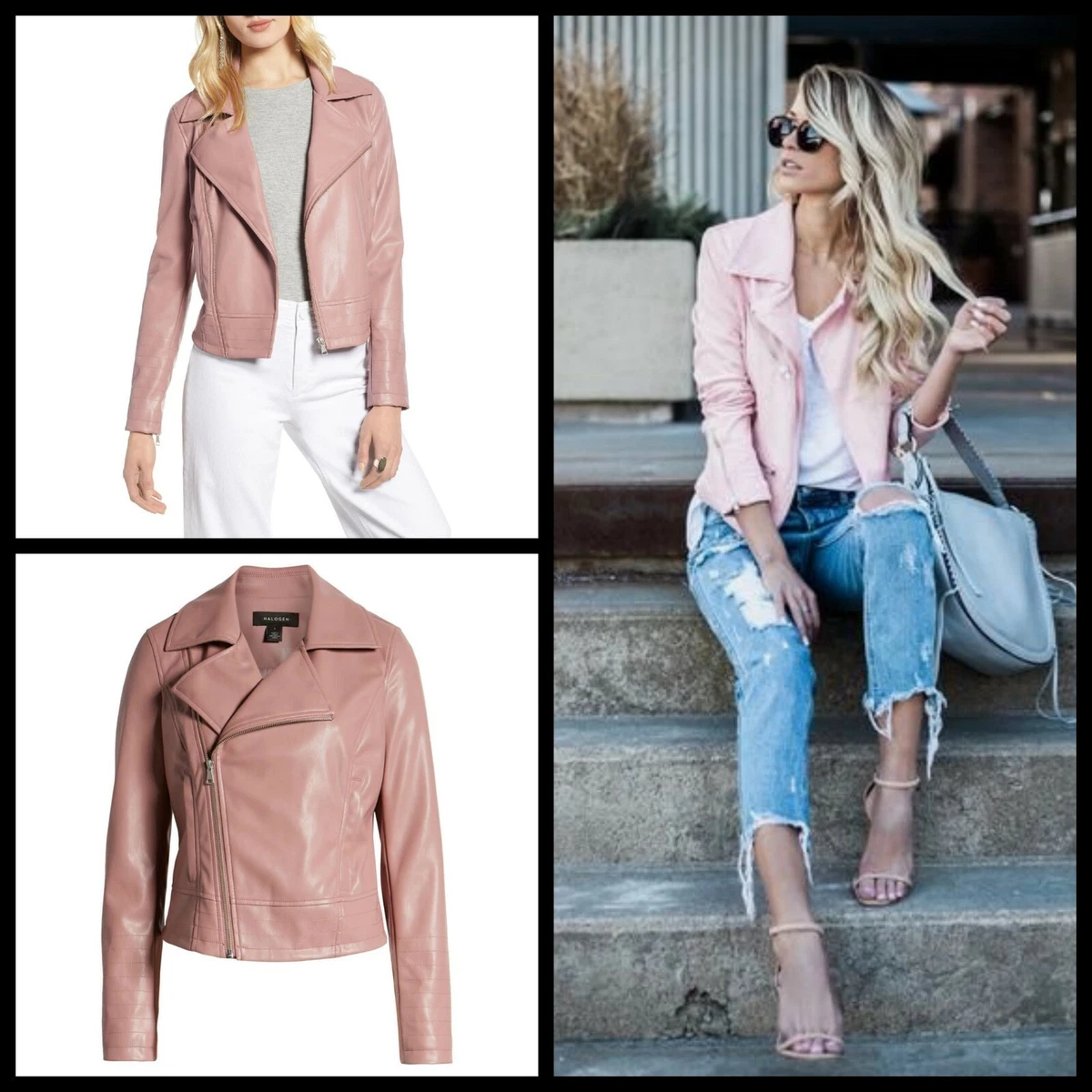 Dusty rose shop leather jacket
