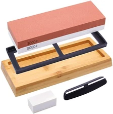 Premium Whetstone Sharpening Stone Kit 2-Sided Grit 3000/8000 Waterstone Set