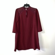 Burgundy and maroon red long sleeve dress with lace top medium #2396