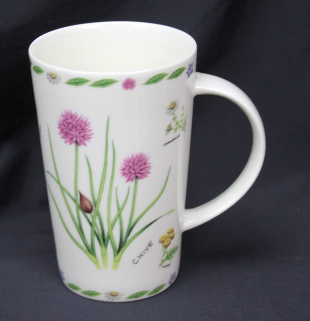 Kent Pottery Cup Mug Tall Herb Garden Chive Chamomile Tansy Sage 5