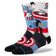 Stance Casual Marvel Captain America Marquee Light Cushion Crew Socks Size Small