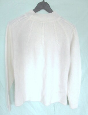 Pull Blanc En Angora - Taille 44-46 - Col Montant Côtes - Neuf Sans étiquettes