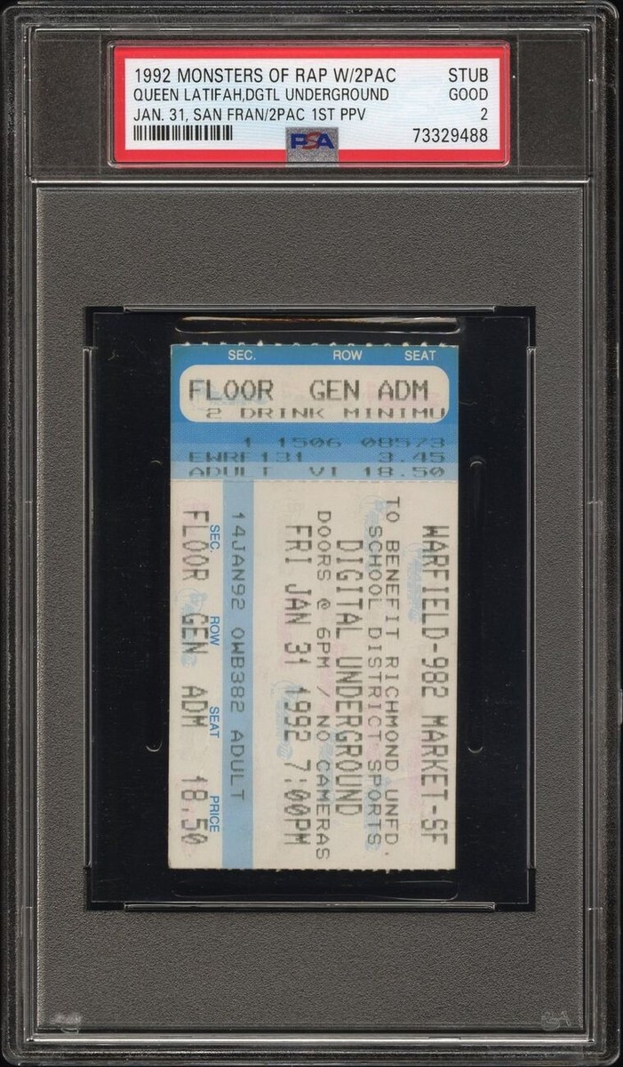 1992 TUPAC SHAKUR DEBUT ON PAY PER VIEW MONSTERS OF RAP TICKET