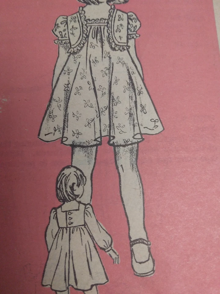 Dress Puff Long Sleeve Babydoll Girls 6 Sewing Pattern 4523 Mail Order VTG - Image 3 of 4