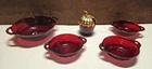 Vintage Ruby Red Anchor Hocking Coronation Depression Glass Small Bowls Berry