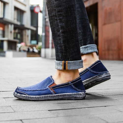 Mens Canvas Loafers Shoe Driving 
