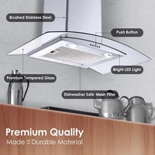 30in Ducted Wall Mount Range Hood Stainless Steel 450CFM Kitchen Stove Vent New