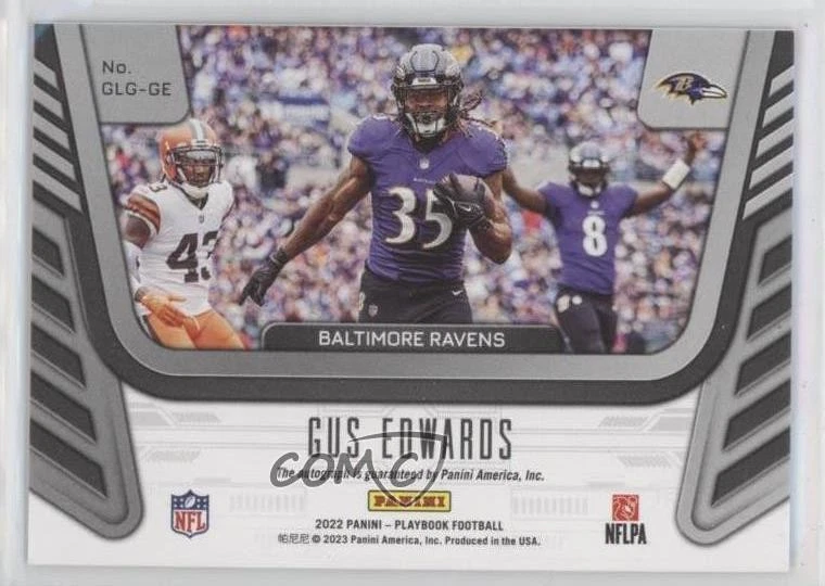 2022 Panini Playbook Goal Line Graphs /199 Gus Edwards #GLG-GE Auto - Image 2 of 2