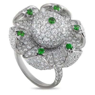 Jacob & Co Platinum 8.0ct Diamond and Tsavorite Ring