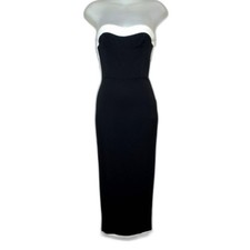 LULU'S IMPRESSIVE COLORBLOCK STRAPLESS BODYCON WIGGLE MIDI DRESS SIZE MEDIUM
