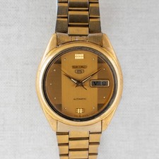 Vintage Seiko 5 Automatic Watch | Unique Segmented Gold Dial 7009-3100 Roman Day