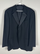 Giorgio Armani Le Collezioni Black Wool Tuxedo Jacket Satin Lapel Italy Size 44L