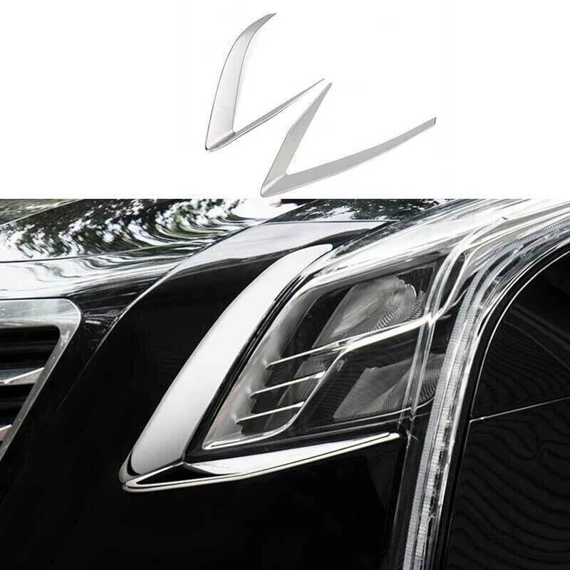 Tira de faros delanteros cromada de acero inoxidable para Cadillac CT6 2016-2018 Foto 2 de 4
