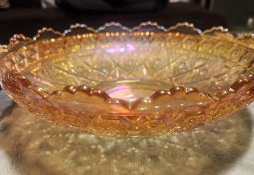 Vintage Imperial Marigold Carnival Glass Bowl Popular In Early 20th. Minor Wear.