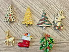 AS IS REPAIR PARTS Lot of 7 CHRISTMAS Brooch Pins  3 Signed — photo 1