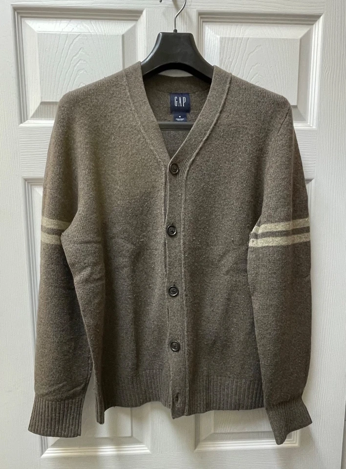 Vintage Gap Men's Sz M Arm Striped Cardigan Wool Cashmere Blend Grandpacore - Image 4 of 4