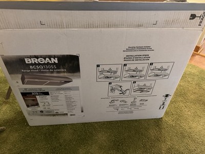 Broan Nutone BCSQ130SS Range Hood Stainless Steel New In Box.