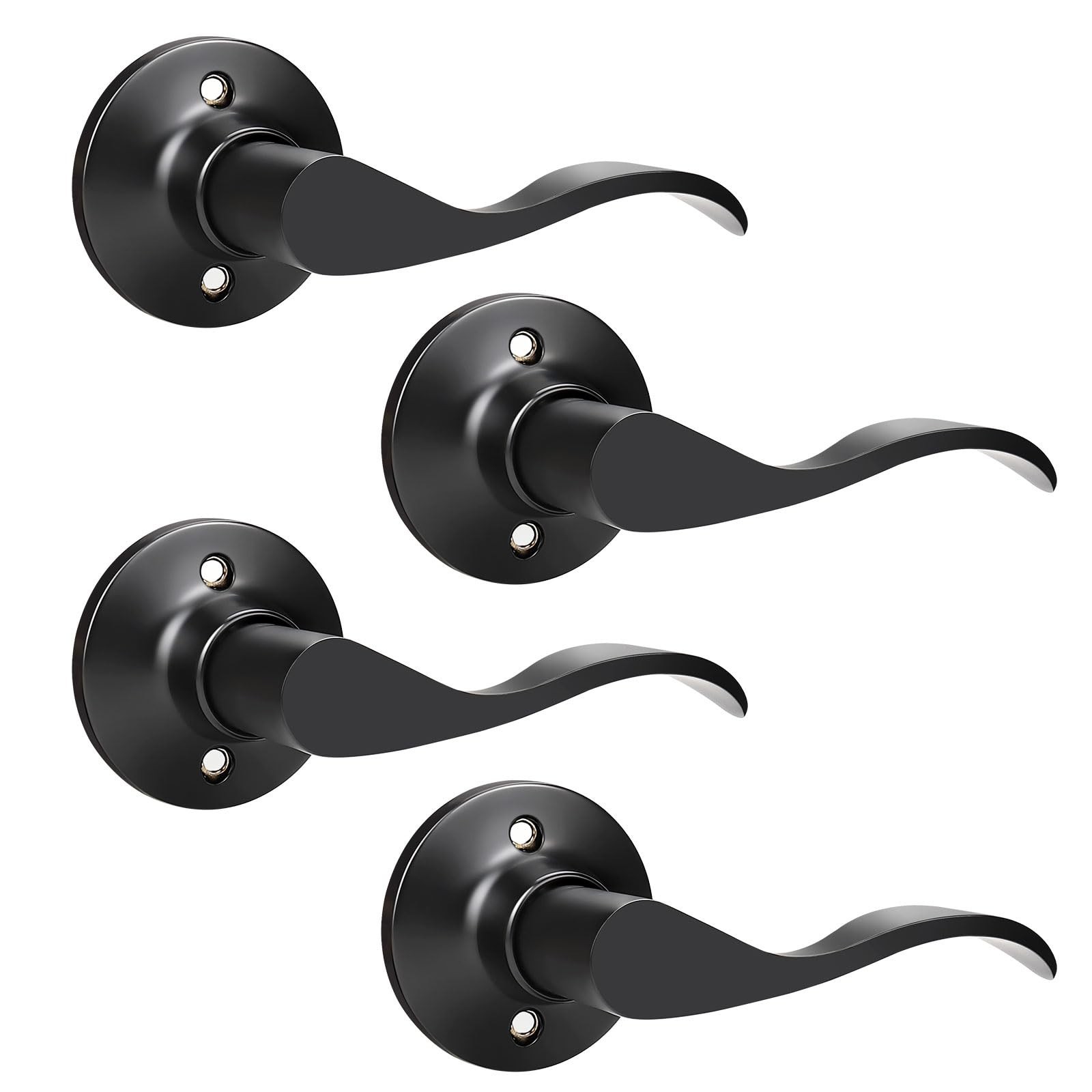 GOBEKOR 4-Pack Matte Black Half Dummy Door Handles for Closet Keyless Interior Doors