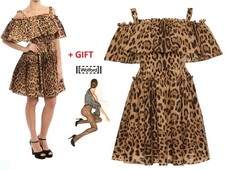 DOLCE & GABBANA ~ new Leopard Print Cotton ruffle dress ~ M ; It: 42 - RP: 1400$