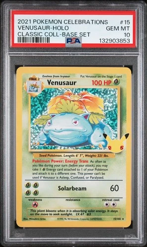 2021 Pokemon Celebrations Classic Coll. Venusaur-Holo #15 GM MT PSA 10 Base Set