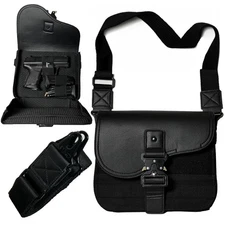 Clutch Bag Concealed Carry Pistol Case CCW EDC Hard Canvas Leather Men Women ...